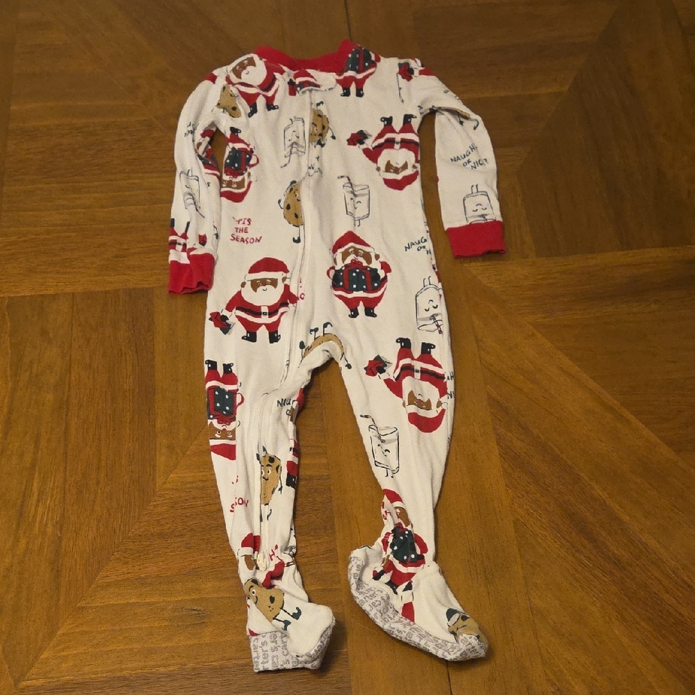 Carter's White and Red Santa Footie Pajamas